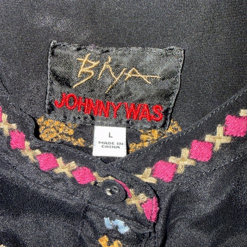 Johnny Was Silk Embroidered Boho Tunic Blouse Shacket Kimono - Picture 15 of 15
